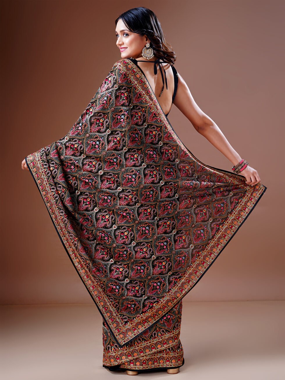 Black Kashmiri Embroidered Saree