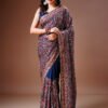 Blue Kashmiri Embroidered Saree