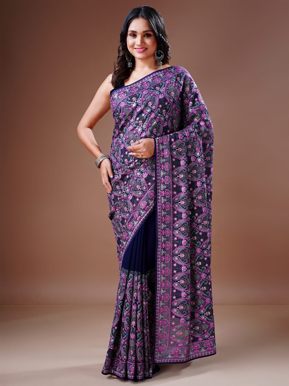 Gulnaar Blue Kashmiri Drape