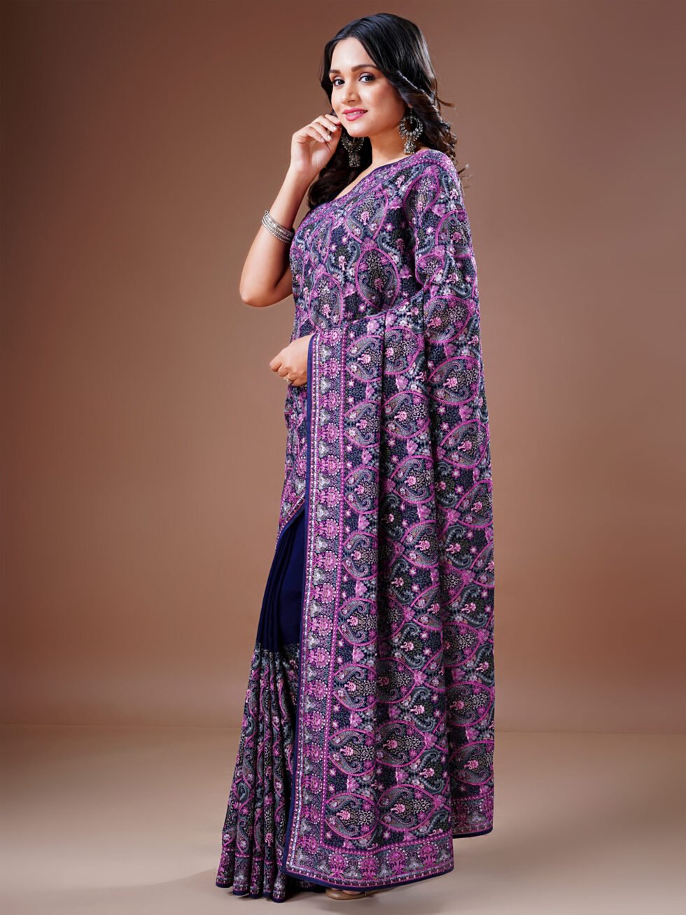 Gulnaar Blue Kashmiri Drape