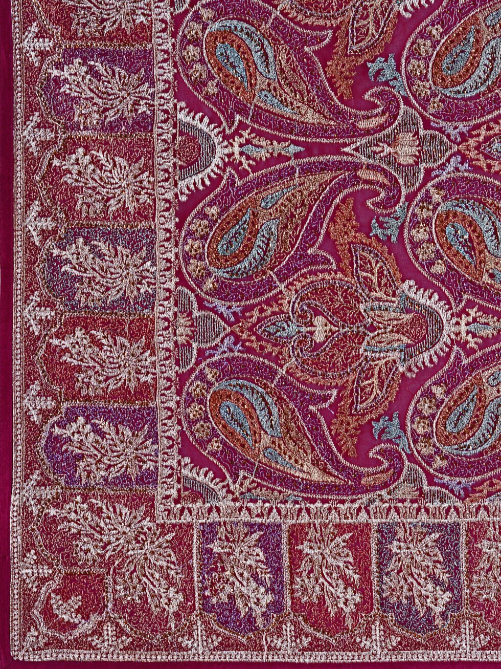 Cherry Embroidered Paisley Georgette Saree