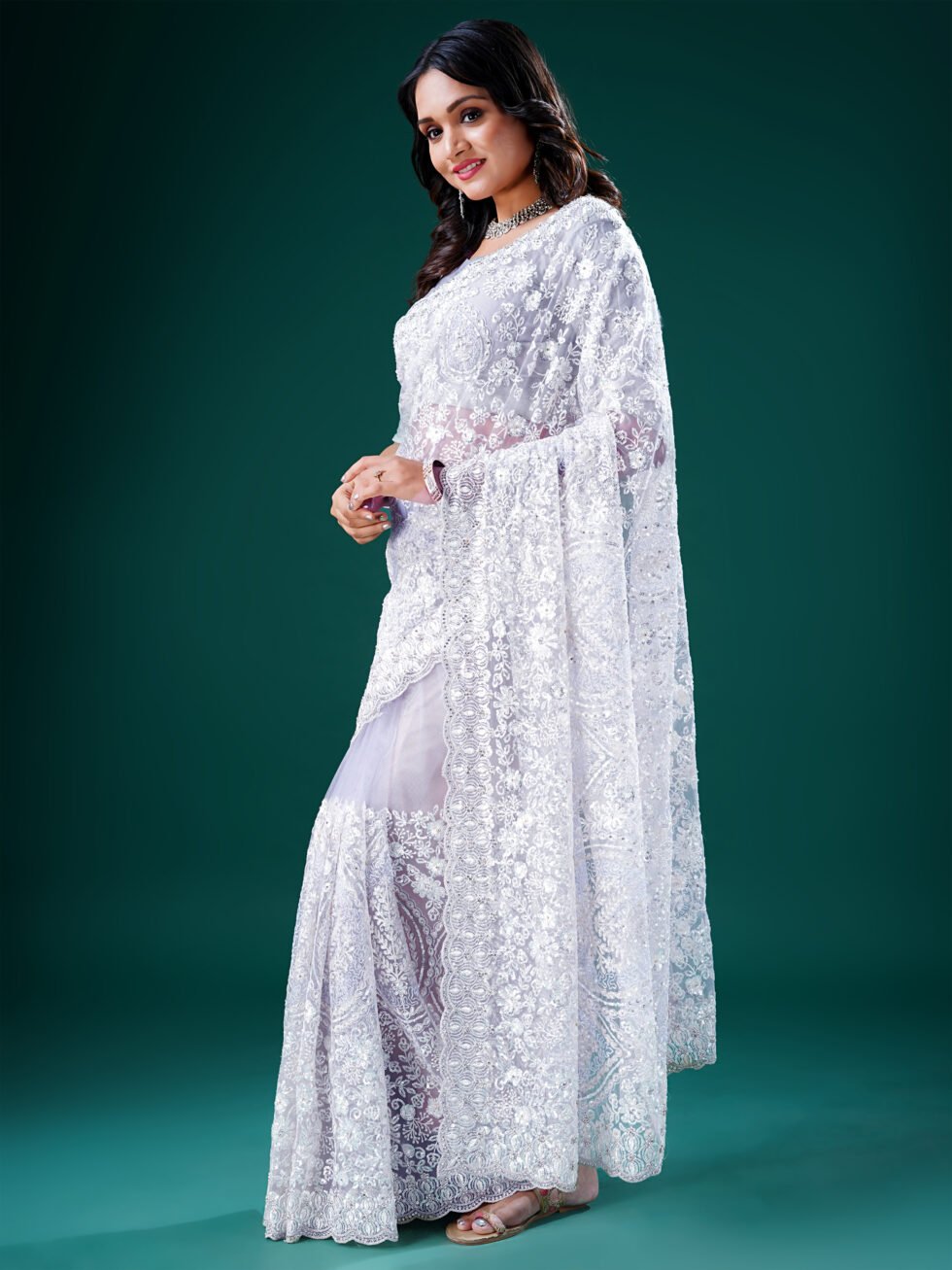 Celestial Lavender Whisper Net Saree