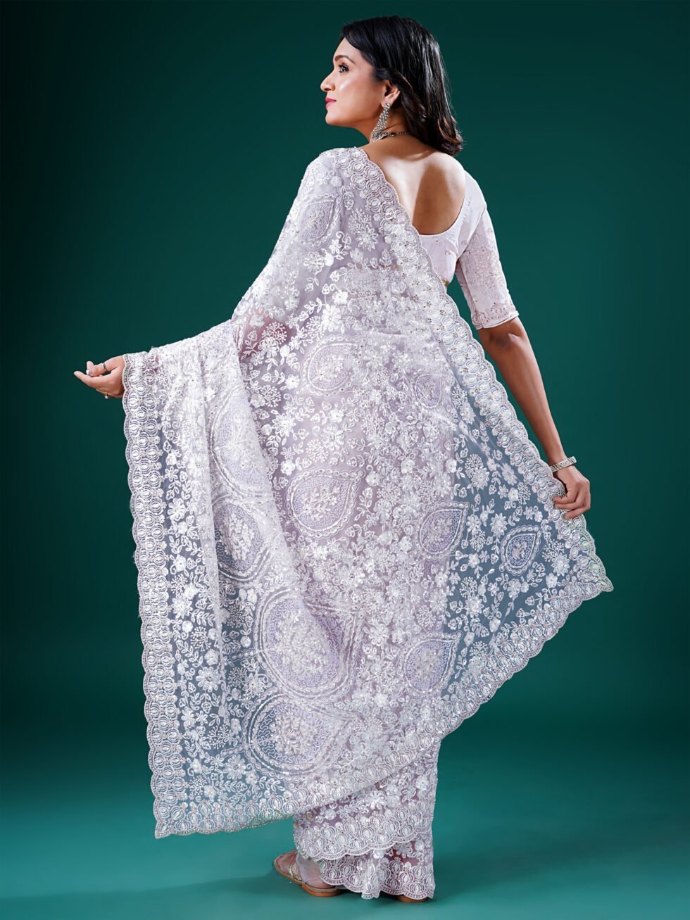 Celestial Lavender Whisper Net Saree