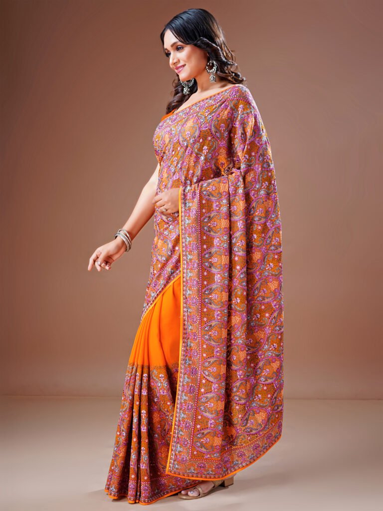 Gulnaar Mustard Kashmiri Drape