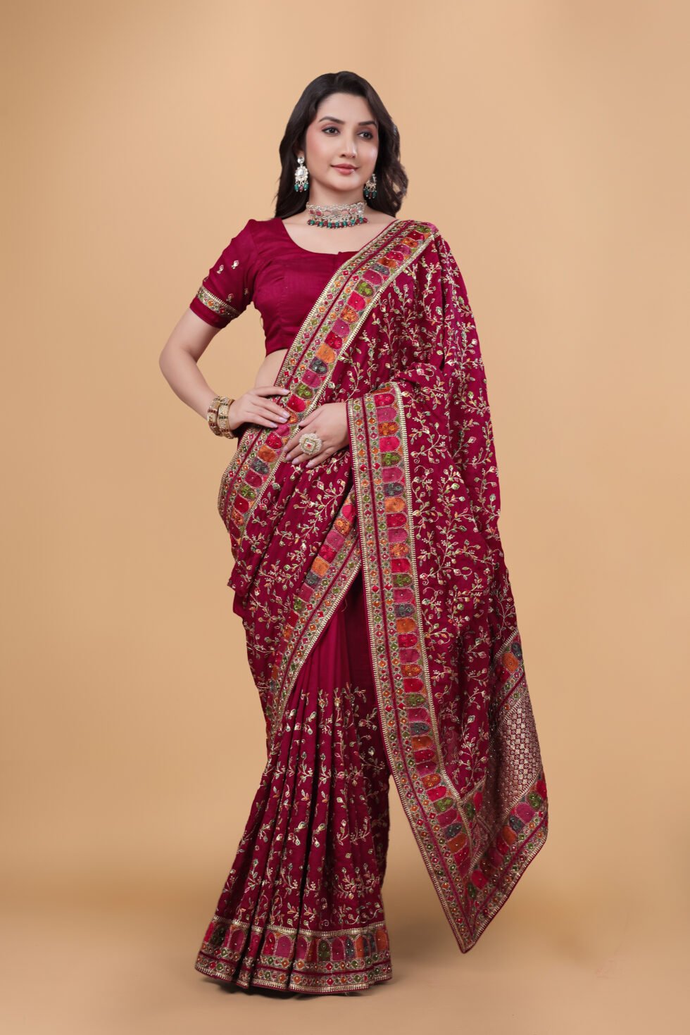 Ritual Styles Cherry Kashmiri Art Vichitra Saree-silk-designer-saree -SM067-J15191SMSV111D-2