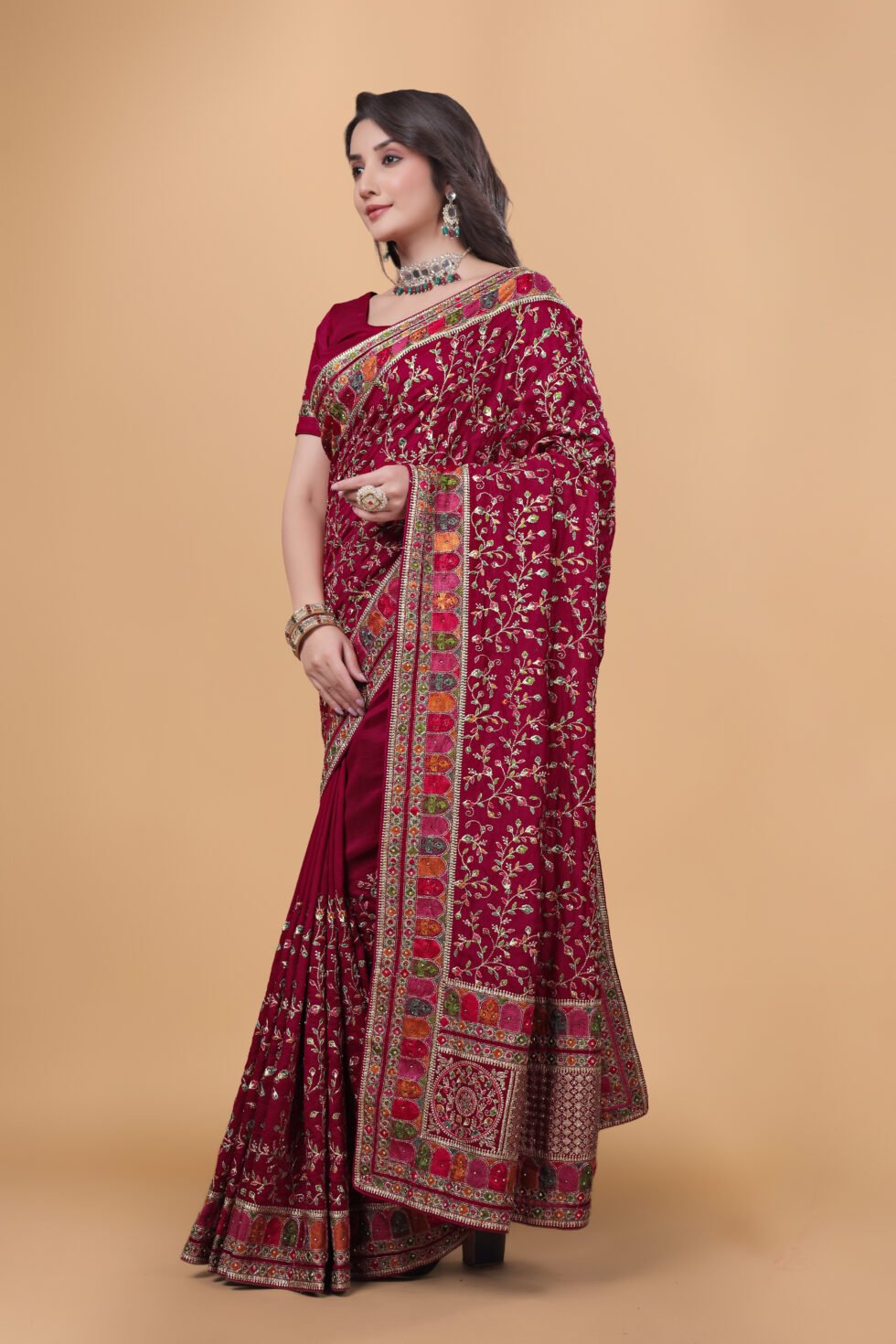Ritual Styles Cherry Kashmiri Art Vichitra Saree-silk-designer-saree -SM067-J15191SMSV111D-3