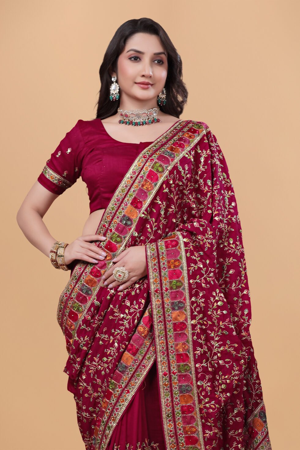 Ritual Styles Cherry Kashmiri Art Vichitra Saree-silk-designer-saree -SM067-J15191SMSV111D-4