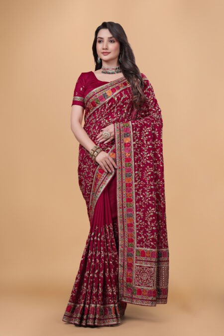 Ritual Styles Cherry Kashmiri Art Vichitra Saree-silk-designer-saree -SM067-J15191SMSV111D