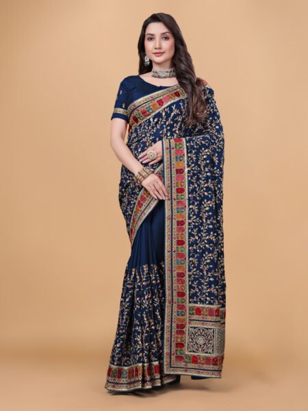 Ritual Styles Royal Blue Kashmiri Art Vichitra Silk SareeSM067-J15191SMSV300D-1