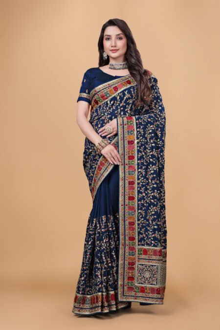 Ritual Styles Royal Blue Kashmiri Art Vichitra Silk SareeSM067-J15191SMSV300D-1