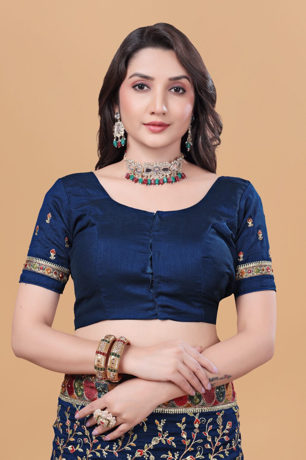 Ritual Styles Royal Blue Kashmiri Art Vichitra Silk SareeSM067-J15191SMSV300D-6