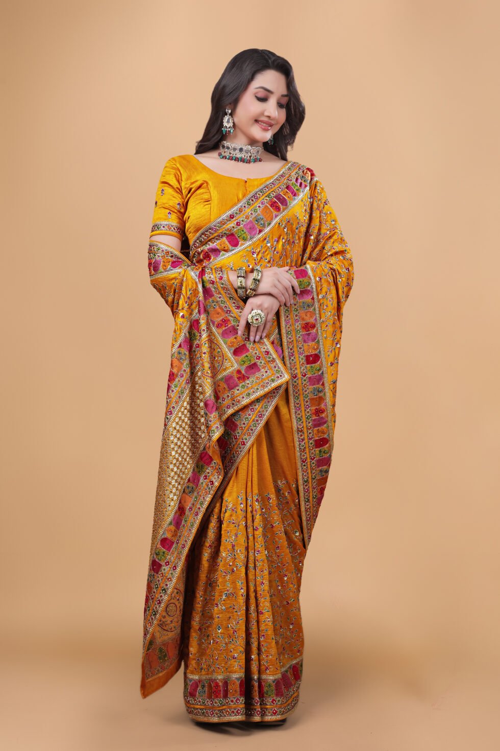 Ritual Styles -Yellow Kashmiri Art Vichitra Saree-silk-designer-saree SM067-J15191SMSV49D (2)