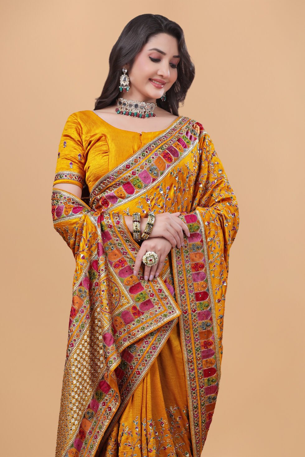 Ritual Styles -Yellow Kashmiri Art Vichitra Saree-silk-designer-saree SM067-J15191SMSV49D (3)