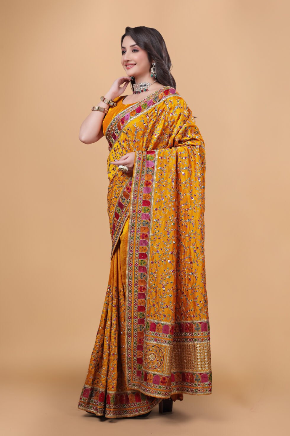 Ritual Styles -Yellow Kashmiri Art Vichitra Saree-silk-designer-saree SM067-J15191SMSV49D (2)