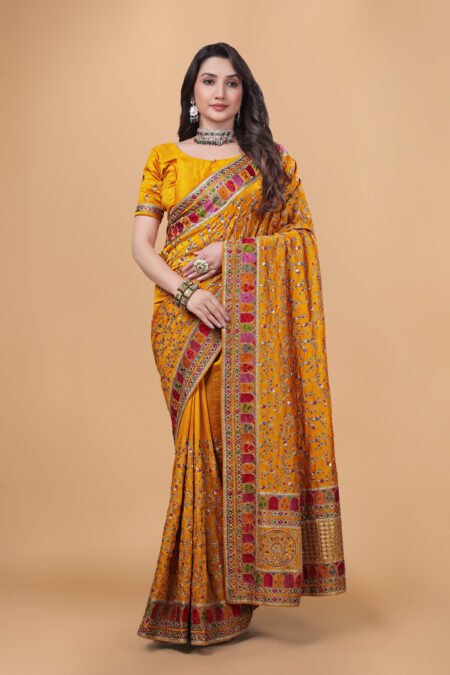 Ritual Styles -Yellow Kashmiri Art Vichitra Saree-silk-designer-saree SM067-J15191SMSV49D (2)