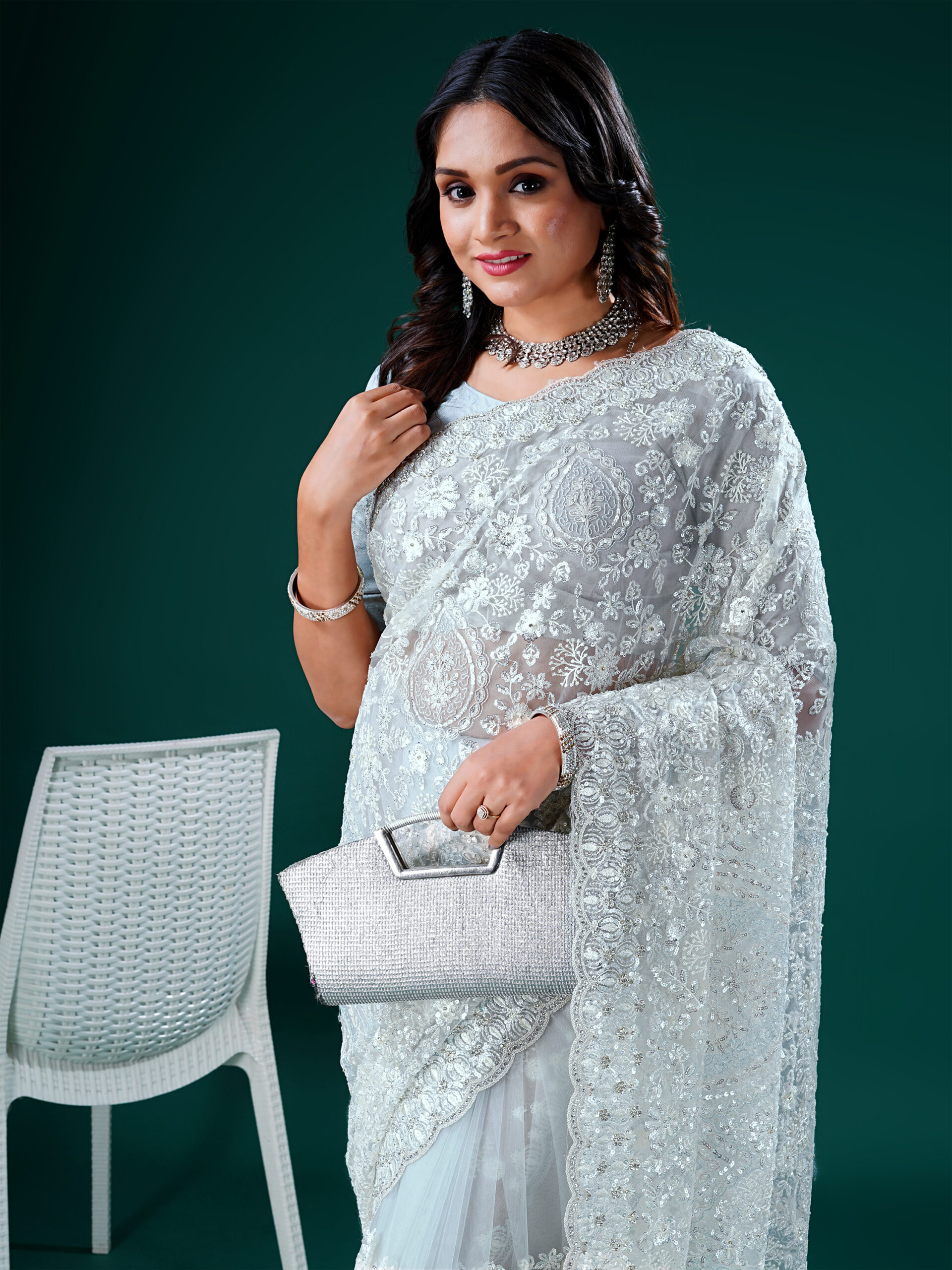 Pastel colour saree with soft embroidery and elegant drape, showcasing subtle traditional craftsmanship by Ritual Styles.